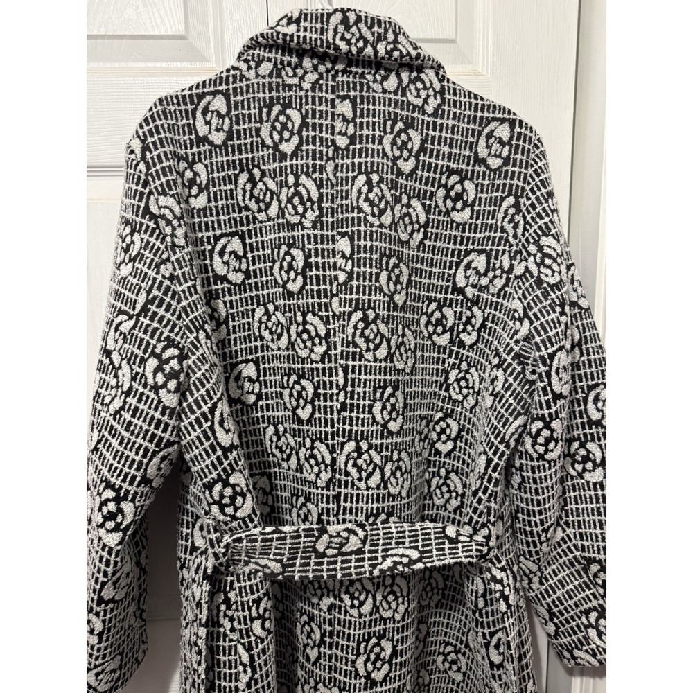 Soft Surroundings 2X NWT Black White Floral Jacquard Belted Long Coat - Picture 4 of 12